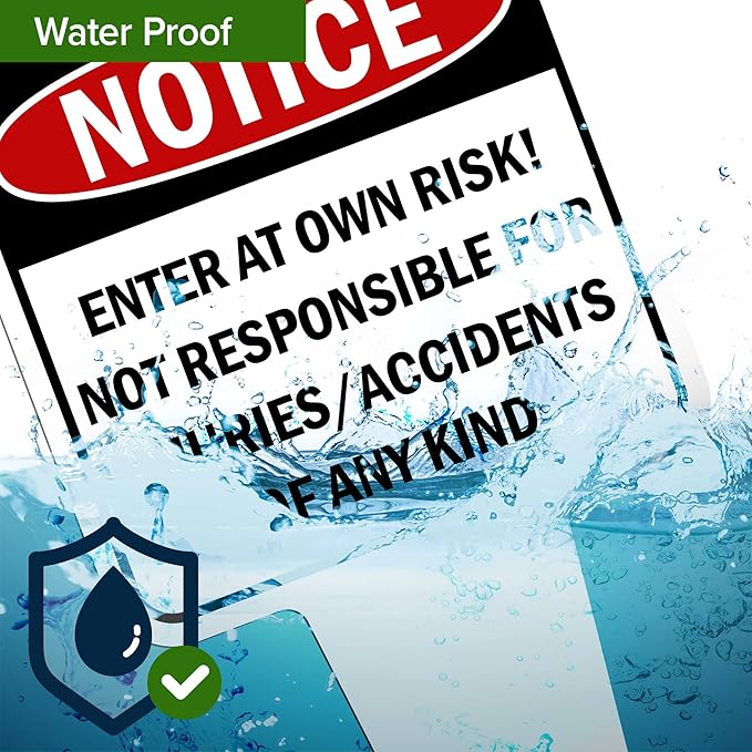 Notice, Enter at own Risk! Sign, 7"x13", Heavy Duty Integrated Ground Stakes, Indoor/Outdoor Use, Rust Free Aluminum Composite, Made in USA by My Sign center