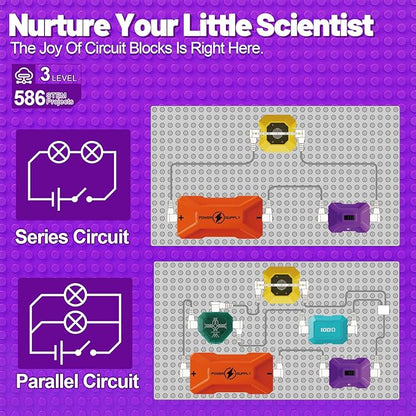 Gohero Circuits Science Kit，76 STEM Projects,Science Experiments for Kids with Fan, RGB Lights,Learning & Education toysKids Circuit Board for Kids(586 Projects+)