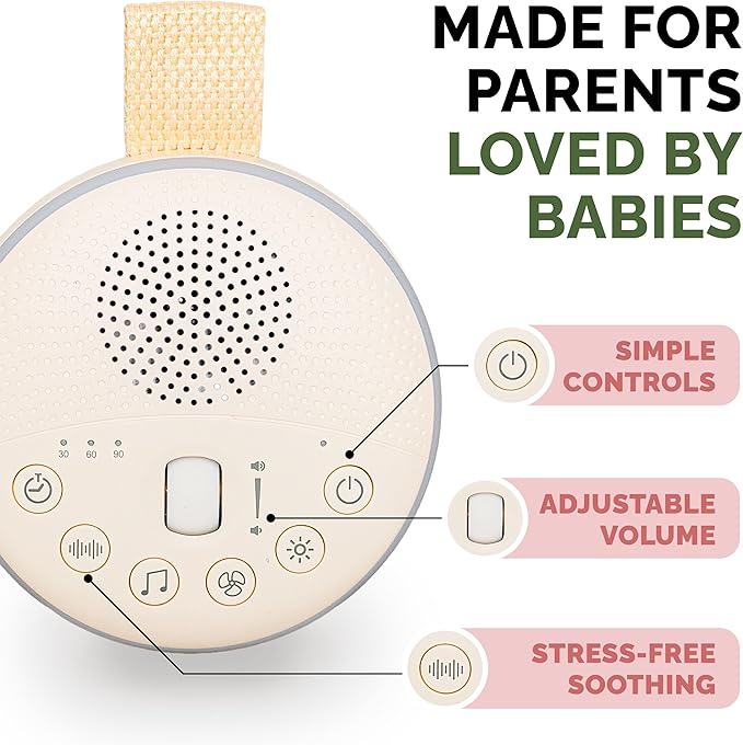 Colic Baby Relief White Noise Sound Machine - Rechargeable Sound Machine for Baby Gas Relief Newborn, Portable with Long Battery Life, 21 Soothing Sounds, Gentle Night Light & Auto Timer