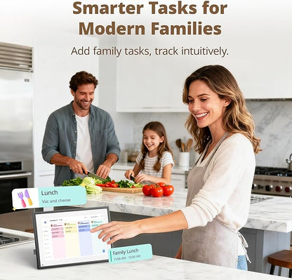 Digital Calendar Touch Screen 10 Inch, Electronic Calendar Chore Chart with 1080P Interactive Touchscreen for Family Monthly/Weekly/Daily Planner, Smart Calendar with Desk Mount - Black