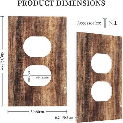 Outlet Covers Vintage Rustic Brown Wood Grain 1 Gang Duplex Wall Plate Decorative Switch Plates Electrical Receptacle Faceplate Light Switch Cover for Bedroom Farmhouse Decor