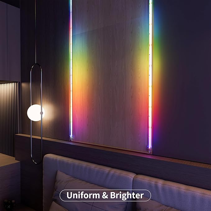 MIWISE RGB Smart IC COB LED Strip Light,32.8ft Color Chasing Flexible LED Tape Light,WS2811 Addressable RGB Strip with APP Control/Music Mode,Work with Alexa/Google,for Home DIY Lighting Projects