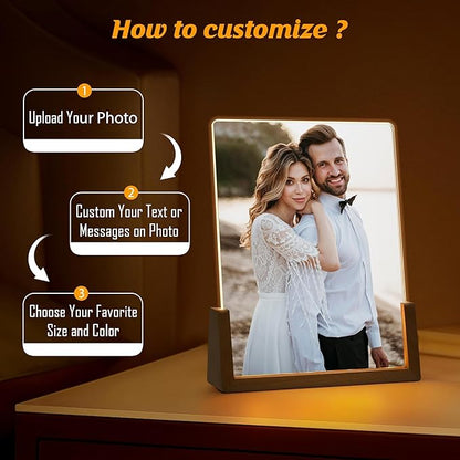 NAZENTI Personalized Picture Frame with Led Light, Custom Photo Collage Frame Lamp, Custom Picture Gifts, Couple Photo Lamp, Wedding Gift for Couple, Valentine Day Gifts for Girlfriend Boyfriend