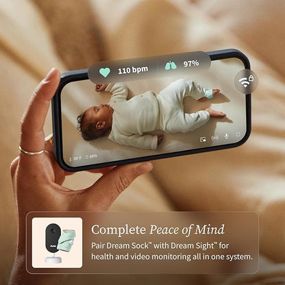 Owlet Dream Sock - FDA-Cleared Smart Baby Monitor - Track Live Pulse (Heart) Rate, Oxygen in Infants - Receive Notifications - Dusty Rose