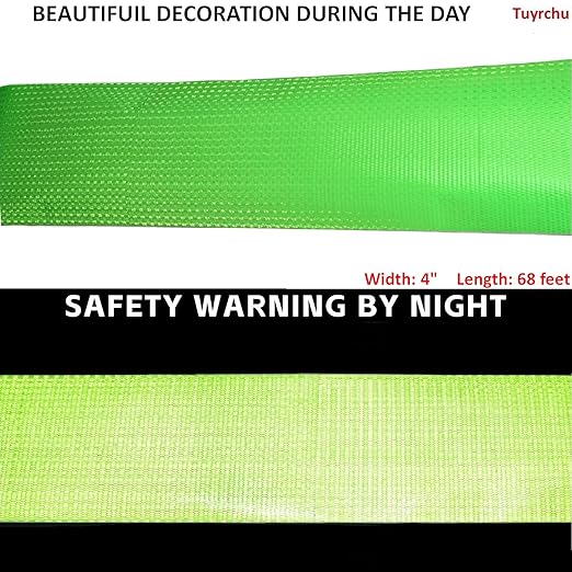 Green Reflective Tape Outdoor Waterproof 4 inch Wide, High Visibility Warning Safety Industrial Marking Tape (68 feet)