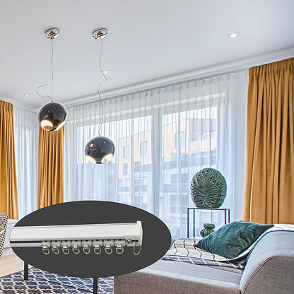 Curtain Track for Ceiling or Wall, Heavy Duty Aluminum Alloy with Smooth Sliding, Easy to Install, White, 3ft To 15ft