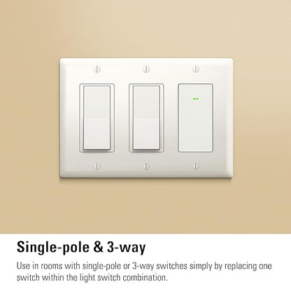 Eve Light Switch (Matter) – Smart Wall Switch for Apple Home, Alexa, Google Home, SmartThings; for Single-Pole & 3-Way switches; Thread, Requires Thread Border Router & Neutral Wire; UL-Certified