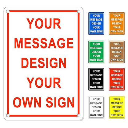 Custom Sign Outdoor Metal Vertical, Personalized Metal Sign for Parking, Gate, Delivery, Garage, Weatherproof Customized Signs for Outside, Make Your Own Signs Custom(12x8 Inches)