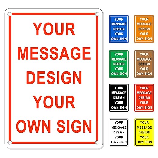Custom Sign Outdoor Metal Vertical, Personalized Metal Sign for Parking, Gate, Delivery, Garage, Weatherproof Customized Signs for Outside, Make Your Own Signs Custom(10x7 Inches)