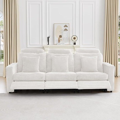 LEVNARY Modular Power Recliner Chair, Faux Rabbit Fur Upholstered Single Seat with Electric Lift Function, Compatible with Modular Sofa System (White)