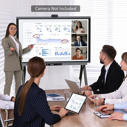 Shiarffe R9 Smart Board with Stand 4K Interactive Whiteboard EDLA-Certified All-in-One Touchscreen Digital Display Built-in 60W Speaker for Classrom Hybrid Work