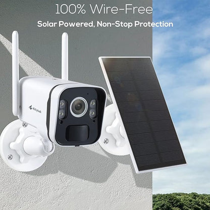 Kittyhok 2K Solar Home Security Camera System, Smart Human Detection, Spotlight, Forever Power, 10CH NVR, 0 Monthly Fee, KBS4084 Bundle with Battery Powered PT Solar Camera BY4