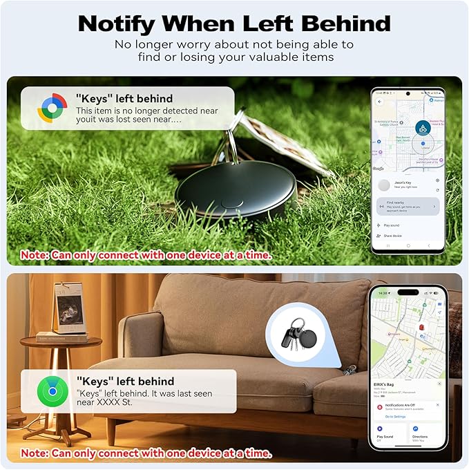Eelexa Smart Tag Tracker, Dual System(Both iOS&Android) Air Tracker Tag, Compatible with Apple Find My or Google Find Hub Smart Keys Finder Item Locator with Waterproof&Light (Black-2Pack)