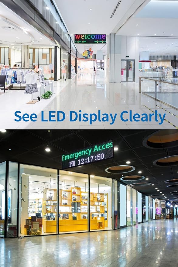 Commercial P7 LED Sign Board: 40x11 Inch Waterproof Double-Sided Full-Color Display with USB & WiFi for Programmable Scrolling Messages, High-Brightness for Indoor/Outdoor All-Weather Use