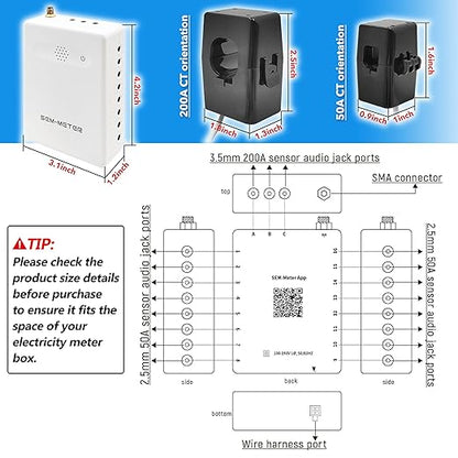 Smart Home Energy Monitor with 16 50A Circuit Level Sensors, Measure Power Usage in Real-Time, History with App (16 50A Circuit Level Sensors) - Compatible with Home Assistant