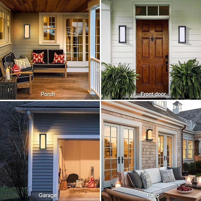 LED RGBCW Outdoor Wall Light Fixtures, Smart Led Porch Lights, 3000K- 5000K RGBCW Exterior Lighting, Wall Sconce, Dimmable Wall Mount Outside Lights for House,Garage,Backyard