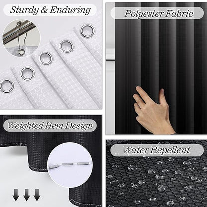 Bathroom Sets with Shower Curtain and Rugs, 27PC Bathroom Accessory Set, Black Bathroom Set, Black and Gold Bathroom Accessories Set with Trash Can, Toilet Brush and Soap Dispensers