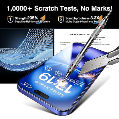 EZ-GLAZ- 4 Pack for iPhone 16 Screen Protector [6.1"] With 2 Pack Camera Lens Protector, 9H+ Hardness 12FT Military Grade Shatterproof Scratch Resistant Durable Tempered Glass Film with Flawless Fit Kit, HD Clear