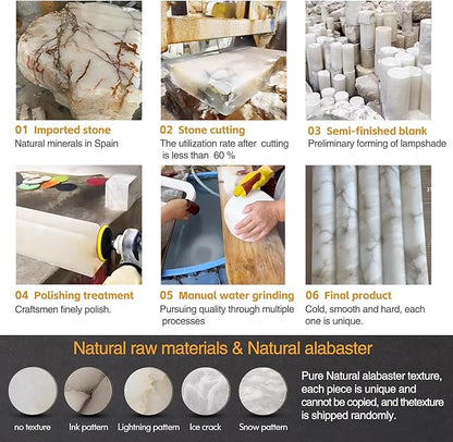 LMQNINE Natural Alabaster Wall Sconces Spanish Marble Wall Light Cylinder Modern Gold LED Sconce for Living Room Bedroom Bathroom Stairs（S-1Pack）