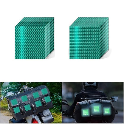Non Fading Green Reflective Stickers 2 inch X 2 inch, Outdoor Waterproof High Visibility Warning Safety Adhesive Reflector Tape (20 Pcs)