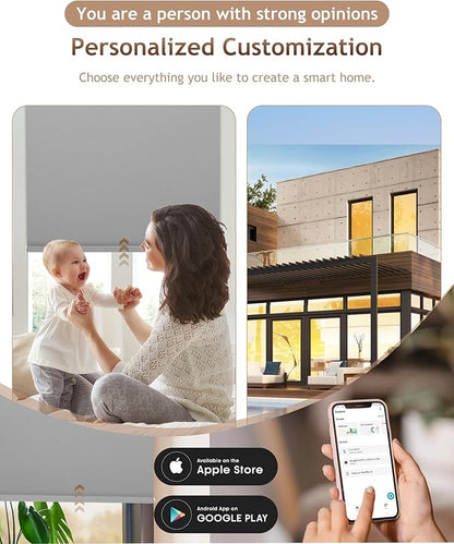 Kincmo Motorized Blinds with Remote,100% Blackout Motorized Roller Shades Work with Apple Homekit,Alexa,Google, Custom Electric Blinds with App,Voice Control (Pure Grey)