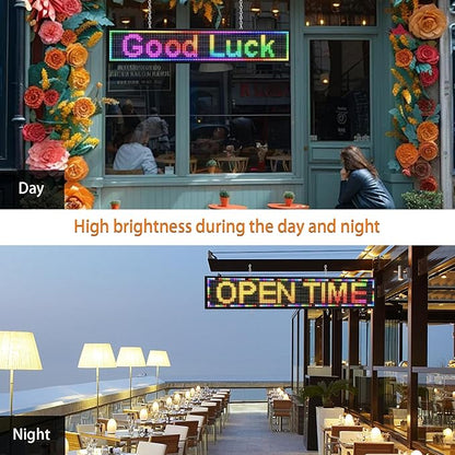 P6 Outdoor Full Color 40 x 18 inches Led Sign WIFI And USB Programmable Led Sign With High Resolution Scrolling Texts, Colorful images and videos LED Advertising Display Board For Shop (P10-40''x8'')