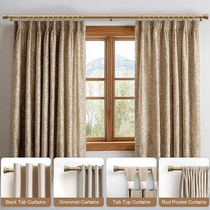 Weathered Wood Grain Curtain Rods for Windows 66 to 120 Inches 1" Diameter Boho Decorative Heavy Duty Window Curtain Rod Adjustable with Solid Finials for Living Room Bedroom Kitchen Farmhouse Outdoor