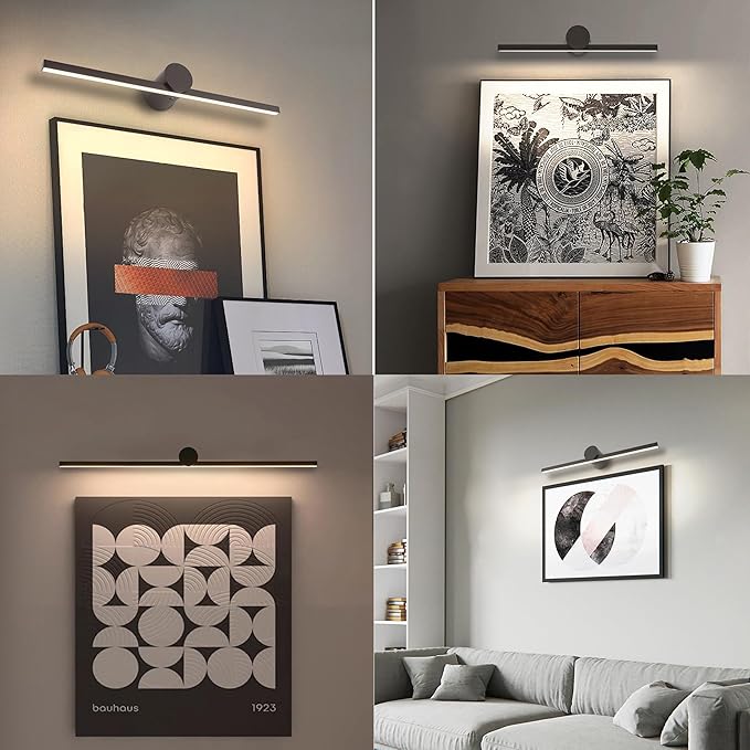 ZitoStory Battery Operated Picture Light for Wall with Remote,Minimalism Wireless Dimmable Art Lights for Paintings Rechargeable Gallery Light Artwork Lighting for Canvas, Portrait (Black,23'' Inch)