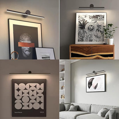 ZitoStory Battery Operated Picture Light with Remote,Wireless Dimmable Art Lights for Paintings Rechargeable Gallery Light Artwork Lighting for Canvas, Portrait (Black,15.35'' Inch)
