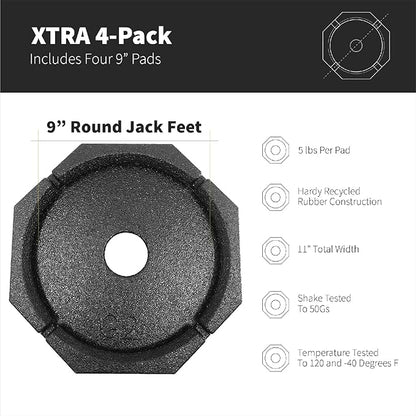 SnapPad Xtra (4-Pack) | Four-Point RV Leveling System Featuring 9” Round Jack Feet | Adds 61% Additional Surface Area for Stability, 5 lbs Per Pad & 11” Total Width | Must-Have RV Accessories