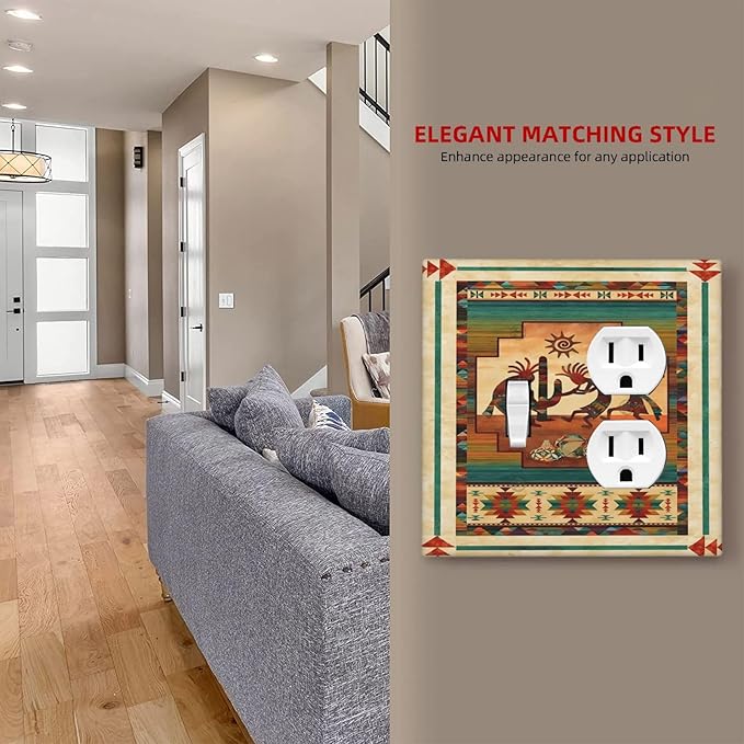 Decorative Outlet Covers Native American African Afro 2 Gang Wall Plate Single Toggle Duplex Light Switch Cover Switch Plate Covers Faceplate for Home Bedroom Decor