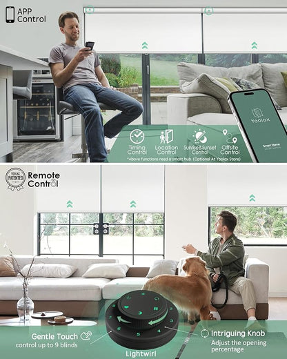 Yoolax Motorized Blinds with Remote, Smart Blinds for Windows Blackout Automatic Shades Work with Alexa Remote Control Roller Window Shades with Valance, Custom Size (Fabric-White)