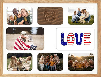 iHery Standard 12x16in Natural OAK Wood Picture Frames Collage For Wall Decor, Includes 3 Mats (Heart, 4x6/5x7 Multi-Opening, 8.5x11), DIY Gallery Photo Display For Family Mom, Birthday Gift 1Pack