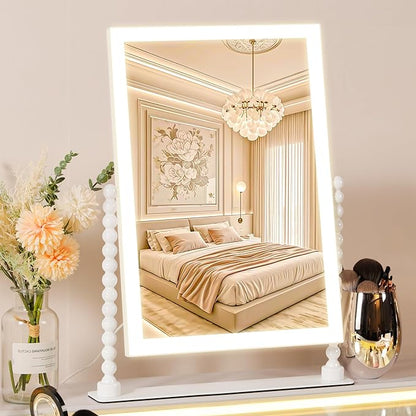 VANITII Vanity Makeup Mirror 12”x16” Hollywood Mirror with Lights and Smart Speaker Desk Mirror 3 Lighting Modes Touch Control for Dormitory Bedroom
