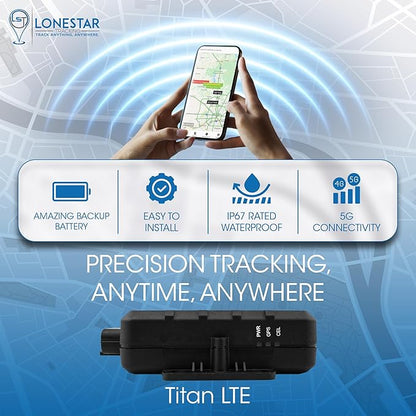 LoneStar Tracking GPS Tracker: Titan LTE 4G/5G, Hidden GPS Tracking Devices for Cars, Trucks, Fleet, Motorcycles, Assets, Anti-Theft Vehicle Security, Real-Time Location (Low Cost Subscription Plan)