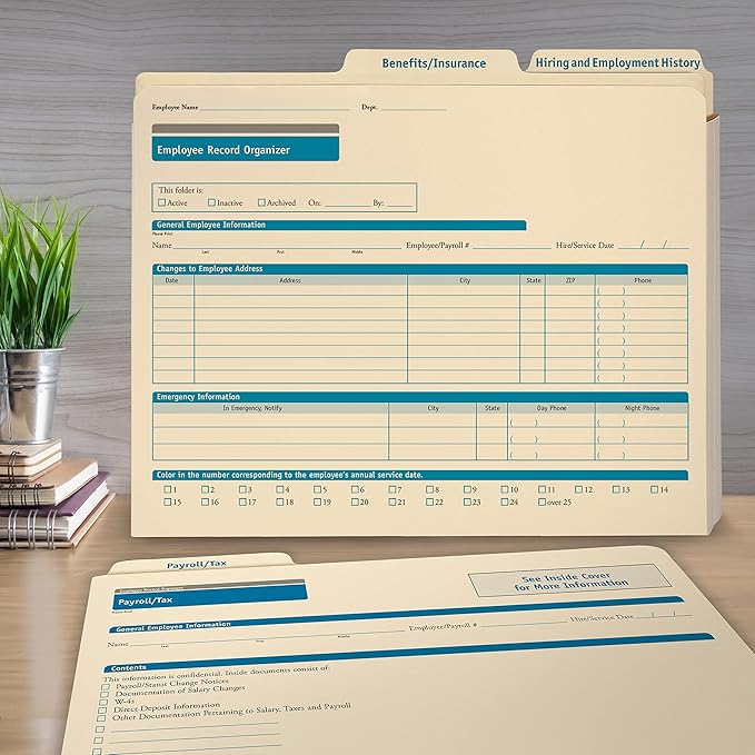 ComplyRight Employee Record Organizer 3-Folder Set | 12” x 9.5” x 1.25” | HR and Employee Management | 25-Set