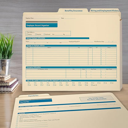 ComplyRight Employee Record Organizer 3-Folder Set | 12” x 9.5” x 1.25” | HR and Employee Management | 25-Set