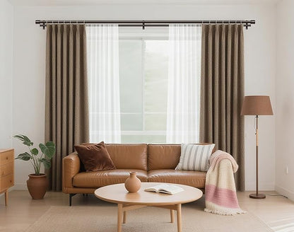 Double Curtain Rod 66 to 120 Inch, HOTOZON 1 Inch Heavy Duty Double Curtain Rods for Windows 54 to 116 Inches(4.5-9.6 ft), Telescoping Drapery Rod with Simple End Finials, Bronze