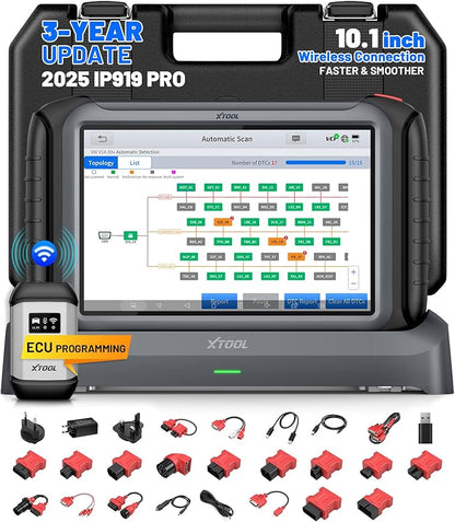 XTOOL IP919 PRO Scan Tool, ECU Pr0 gramming Car OBD2 Scanner with Topology Mapping, Upgrade of D9S PRO, 51+ Resets, ECU C 0ding, FCA/CAN FD/DoIP, Automotive Bidirectional Scan Tool with 3-Year Updates