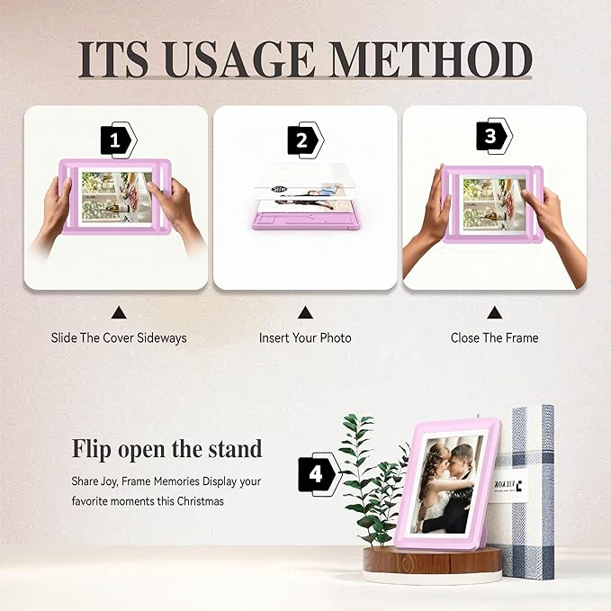 Pink 5x7 Picture Frame with Acrylic Front, ABS Frame for 5x7 or 4x6 Photos, Shatterproof UV-Resistant Tabletop Photo Frame, Vertical/Horizontal Display for Home Décor