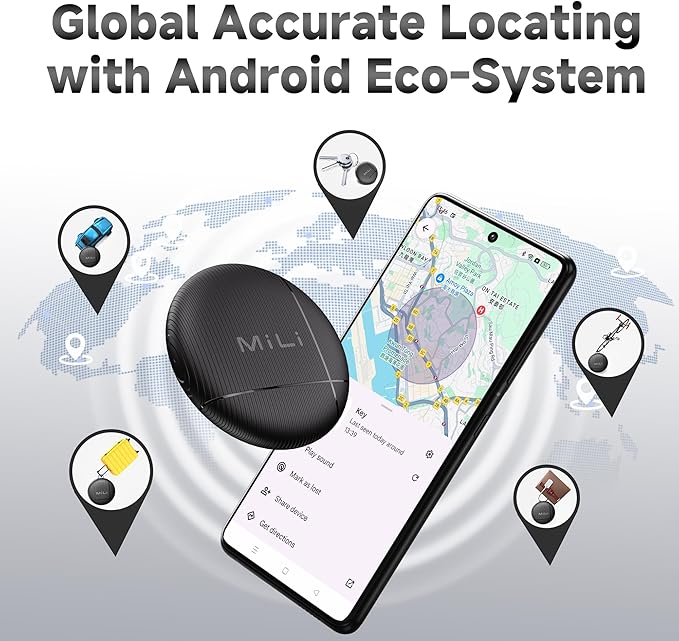 LiTag - Bluetooth Tracking Tag for Android. Smart Tracker for Google Find My Device (Find Hub) App. Item Finder Locator for Keys, Luggage, Suitcase, Backpack, Purse (4 Pack)