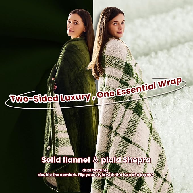 Heated Electric Blanket King Size - 100"x90" Flannel Heating Blanket with 10 Heating Levels & 5 Time Settings Over-Heat Protection, Winter Warmer for Adults with ETL Certification（Green）