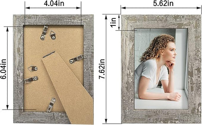 iRahmen 4x6 Picture Frame set of 4, High Definition Glass Distressed Moss Green Frame, 4 x 6 Wood Photo Frames for Desktop Display and Wall Mounting
