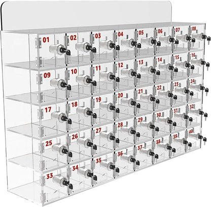40 A Slots Cell Phone Locker Box, Clear Phone Storage, Acrylic Cell Phone Lock Box with Door Locks and Keys, Wall Mounted Cell Phones Cabinet for Office School Classroom Factory