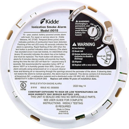 Kidde Smoke Detector, 10-Year Battery, LED Indicators, Replacement Alert, Test-Reset Button, 2 Pack