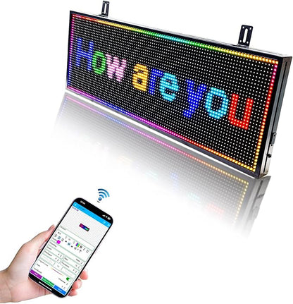 Programmable Scrolling LED Sign Outdoor Signs for Businesses Pantalla LED Para Publicidad Waterproof Digital Display Board - Custom Electronic Message Panel for Wall (Letrero) 39"X14"