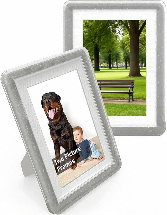 5x7 Picture Frame, Clear Acrylic Photo Frame with White Mat for 4x6 Photos, One-Piece Shatterproof Tool-Free Design, UV-Resistant Waterproof Tabletop Frame for Home Office Decor with 10-Year Warranty