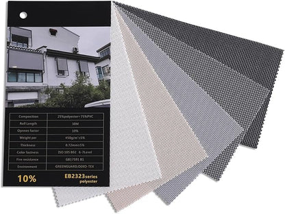 ZSHINE Hard-Wired Outdoor Weatherproof Motorized Patio Roller Shades Remote Control for Porch Balcony Customized Size (Fabric Swatch)