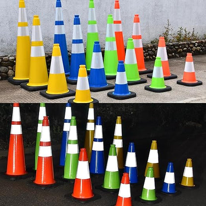 8 Pack 12 Inch Blue Safety Cones Durable with Black Base, Driveway Markers, Skating Practice, Pet Agility Training, Parking Lot Use (8, Blue, 12 Inch)