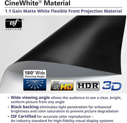 Elite Screens Evanesce Tab-Tension B, 110-inch 16:9, 4K / 8K HD, Recessed in-Ceiling Electric Tab Tensioned Projector Screen, Matte White Projection Screen Surface Programmed Remote Kit, ETB110HW3-E8